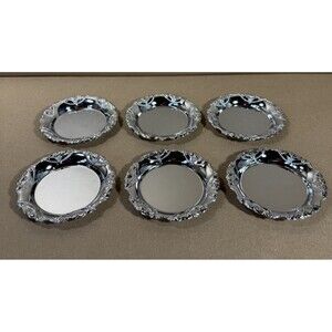 Set of 6 Rose Brand Stainless Steel Drink Coasters